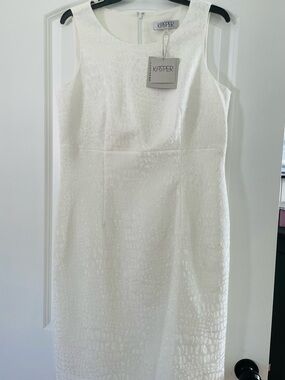 Kasper White Textured Sleeveless Mini Dress